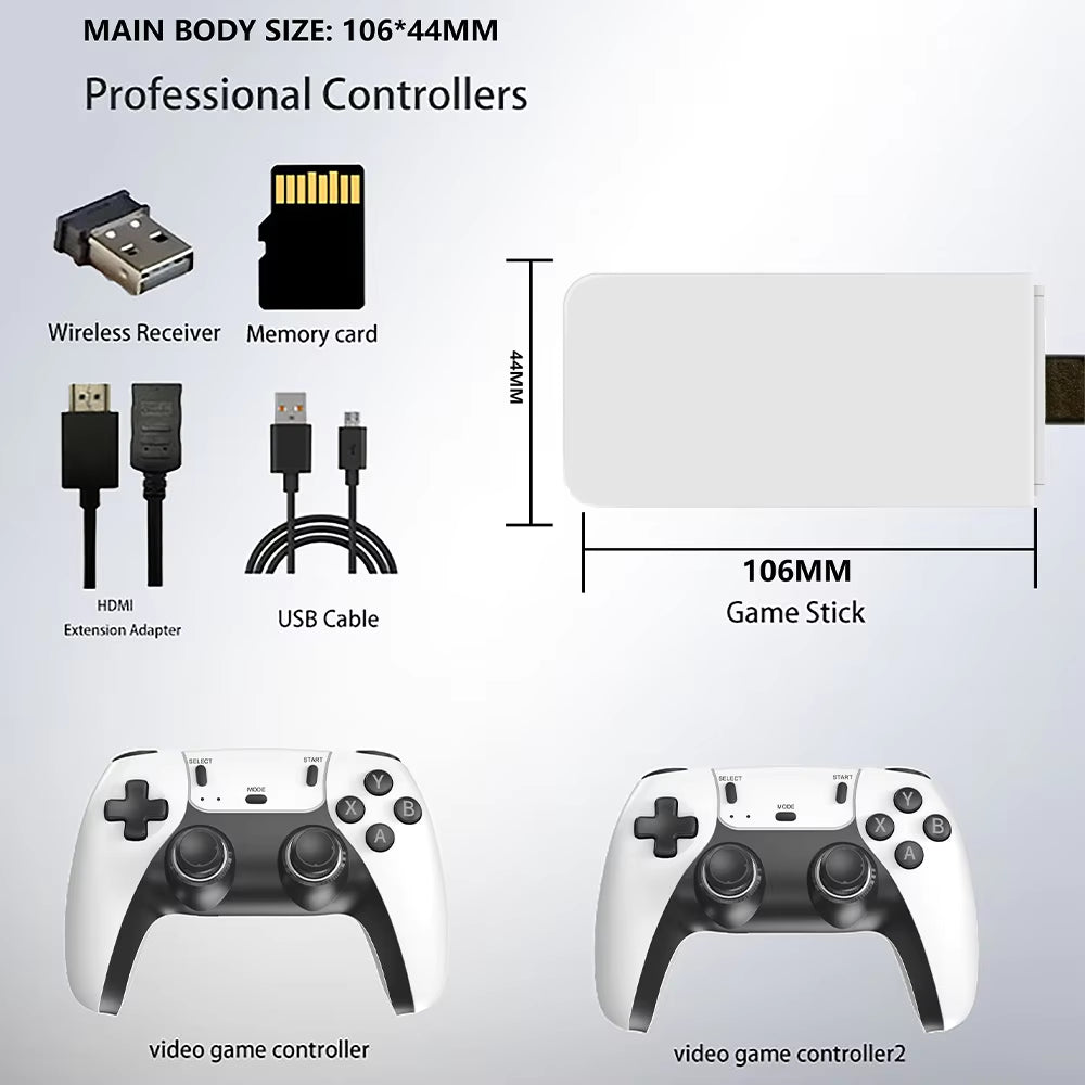 New 4K TV Game Stick M15 Ultra 64G 128G Handheld Game Player 2.4G Dual Wireless Controller 50000+ Games Family Game Player