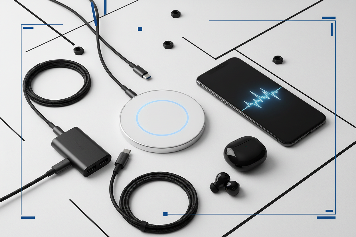 Tech Accessories Collection with Blue Accents